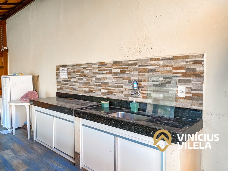 Flat com 1 quarto com ar split, sala e cozinha completa, No