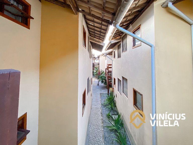 Apto 1 quarto, frente a praia de Taperpuã, condomínio com Pi