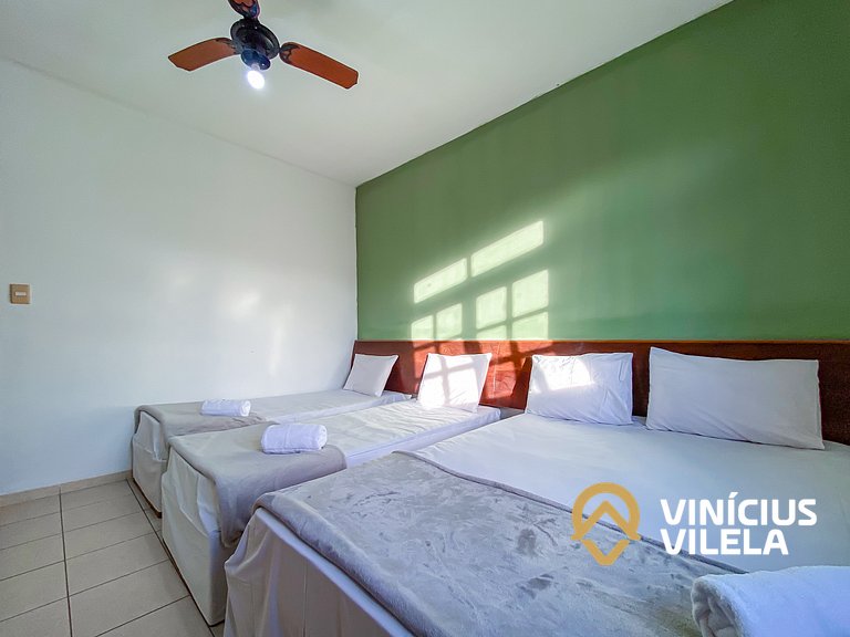 Apto pav. superior 1 quarto frente praia Taperapuã