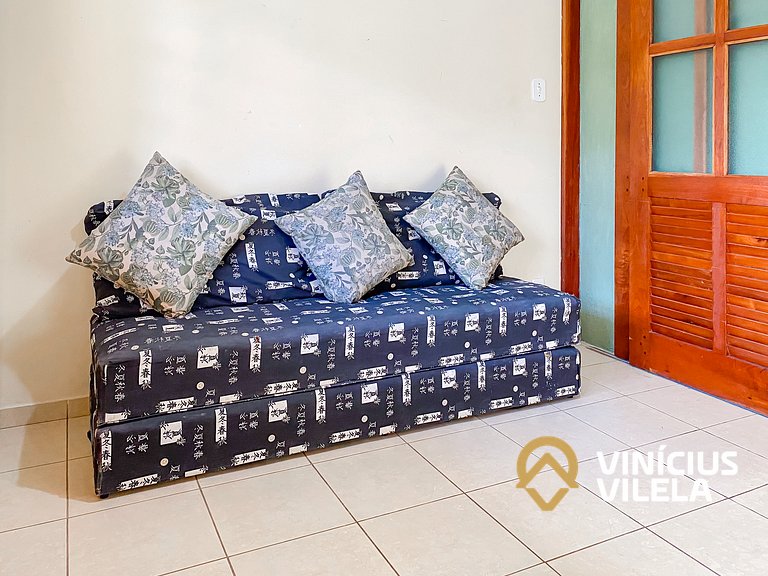 Apto pav. superior 1 quarto frente praia Taperapuã