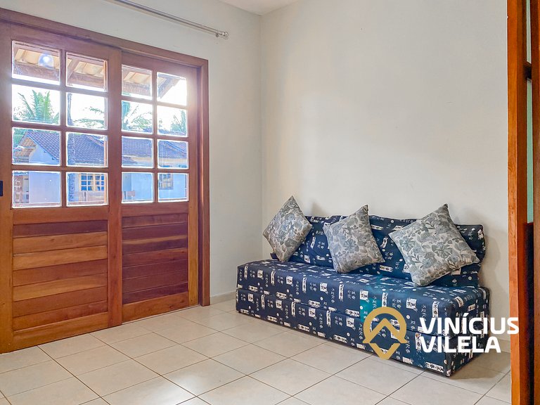 Apto pav. superior 1 quarto frente praia Taperapuã