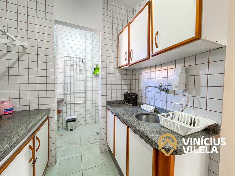 Apto pav. superior 1 quarto frente praia Taperapuã