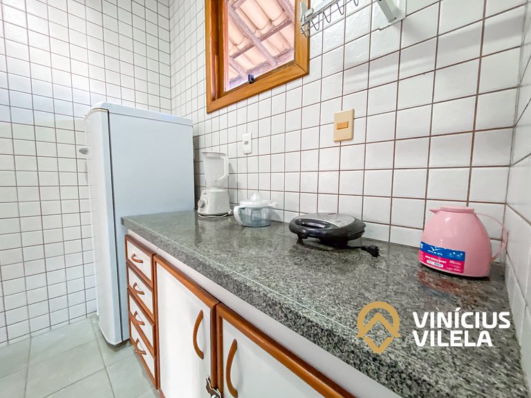 Apto pav. superior 1 quarto frente praia Taperapuã