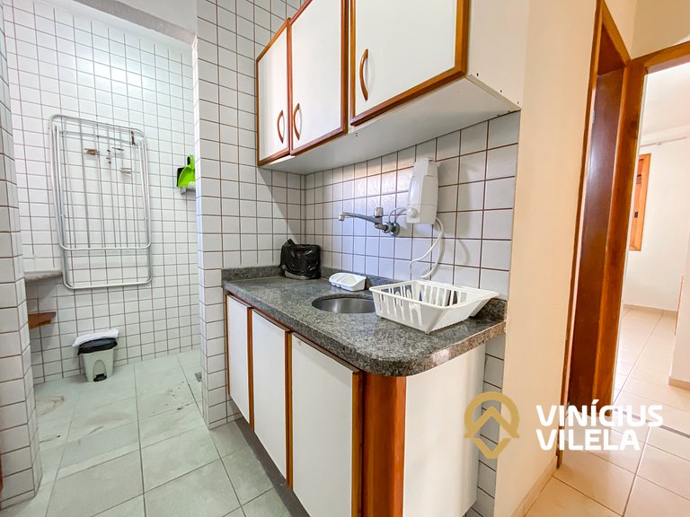 Apto pav. superior 1 quarto frente praia Taperapuã