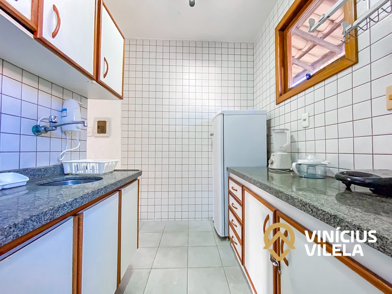 Apto pav. superior 1 quarto frente praia Taperapuã