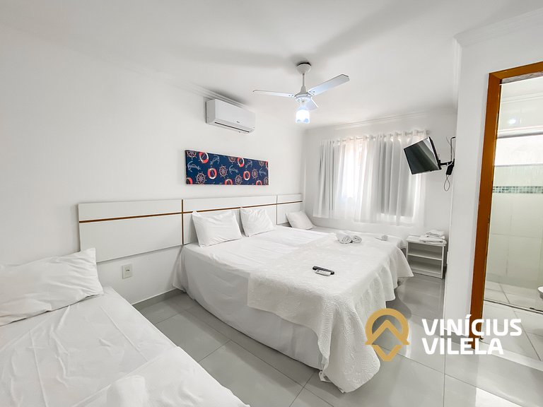 Flat 1 suíte, sala climatizada praia de Taperapuã