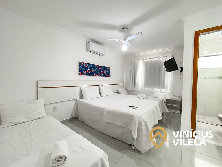 Flat 1 suíte, sala climatizada praia de Taperapuã