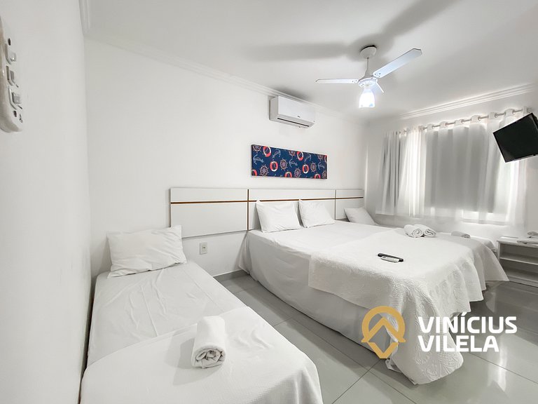 Flat 1 suíte, sala climatizada praia de Taperapuã