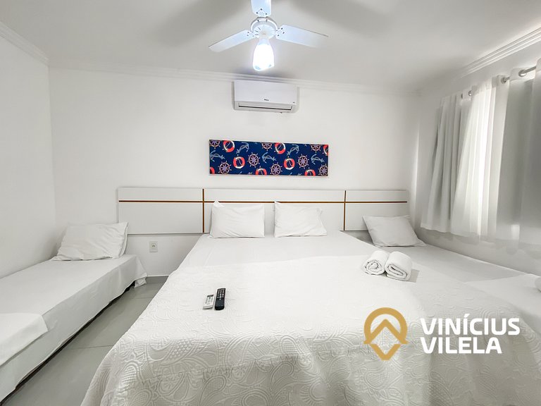 Flat 1 suíte, sala climatizada praia de Taperapuã