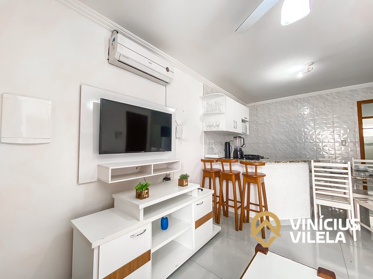 Flat 1 suíte, sala climatizada praia de Taperapuã