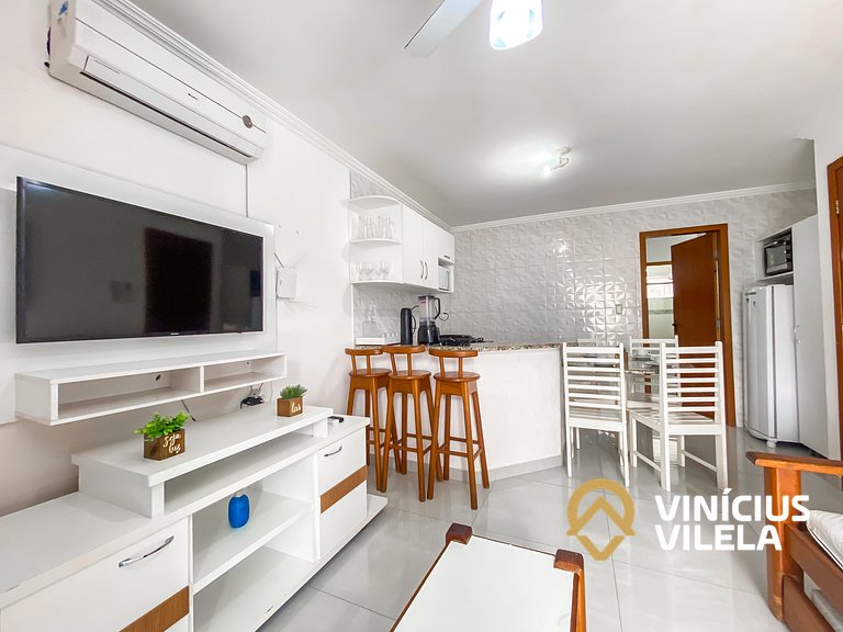 Flat 1 suíte, sala climatizada praia de Taperapuã