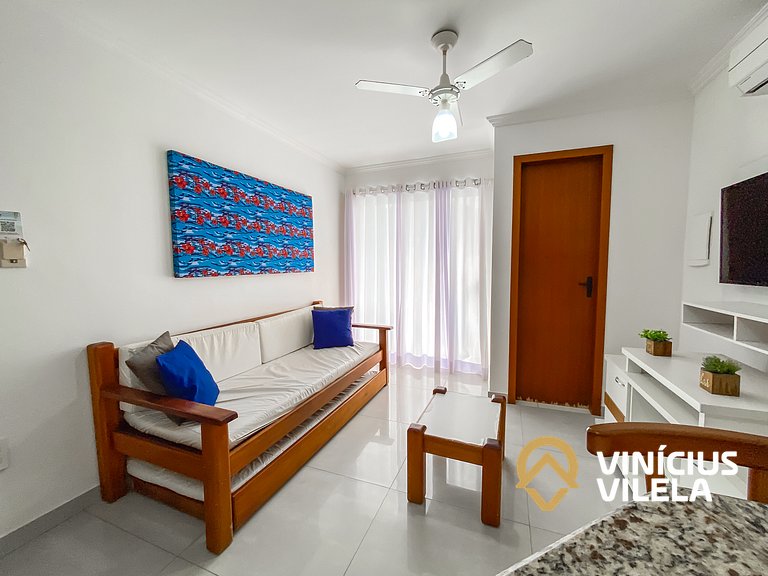 Flat 1 suíte, sala climatizada praia de Taperapuã
