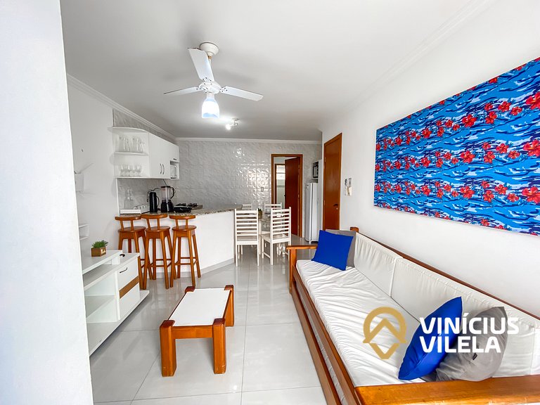 Flat 1 suíte, sala climatizada praia de Taperapuã