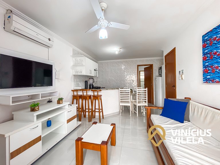 Flat 1 suíte, sala climatizada praia de Taperapuã