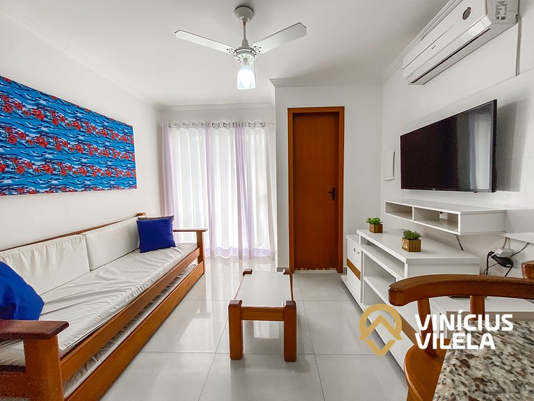 Flat 1 suíte, sala climatizada praia de Taperapuã