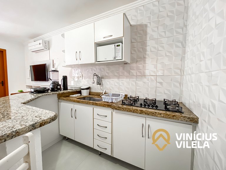 Flat 1 suíte, sala climatizada praia de Taperapuã