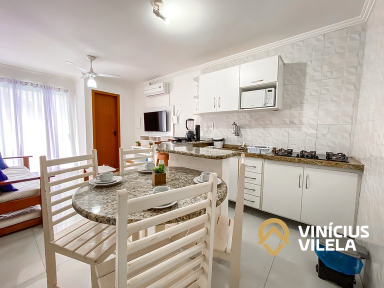 Flat 1 suíte, sala climatizada praia de Taperapuã