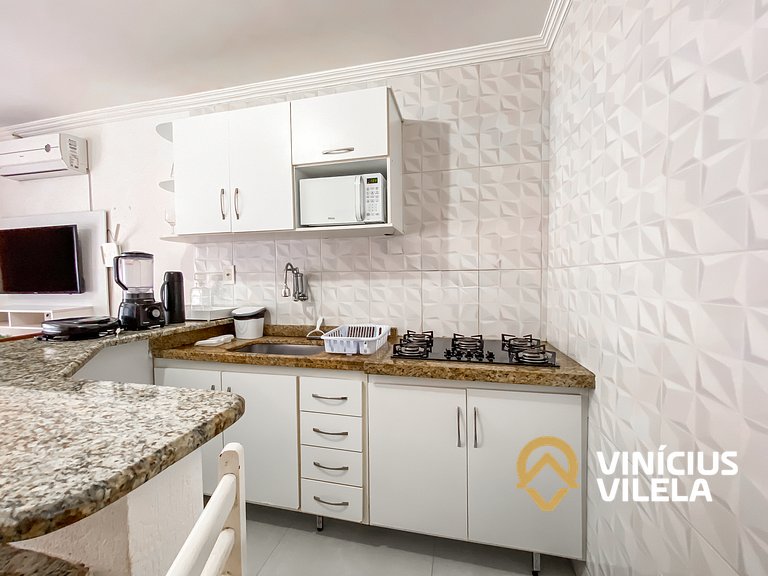 Flat 1 suíte, sala climatizada praia de Taperapuã