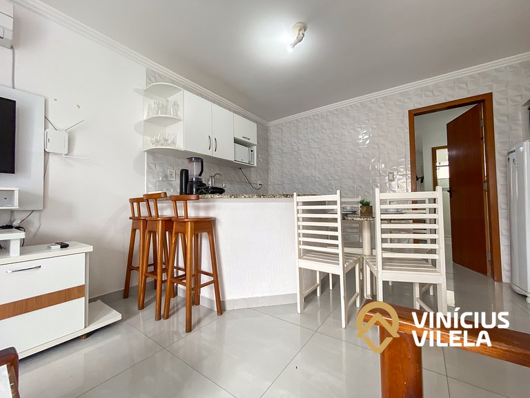 Flat 1 suíte, sala climatizada praia de Taperapuã