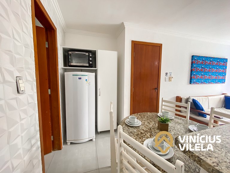 Flat 1 suíte, sala climatizada praia de Taperapuã