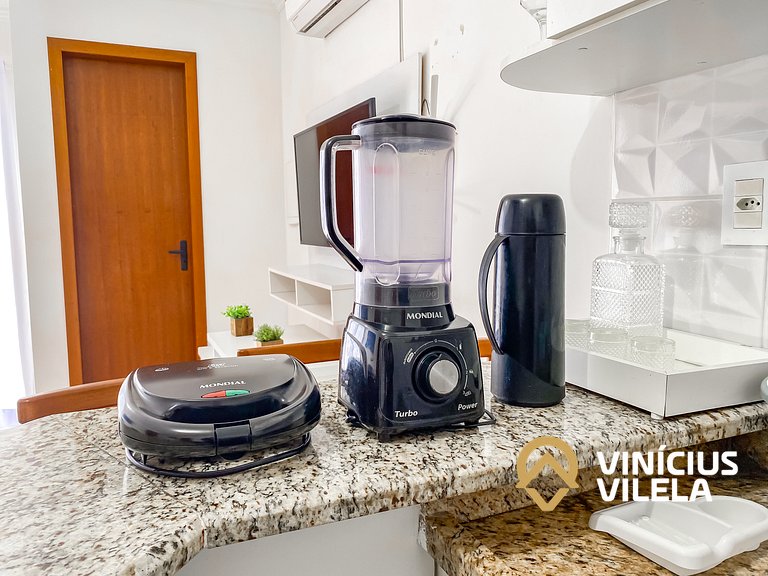 Flat 1 suíte, sala climatizada praia de Taperapuã