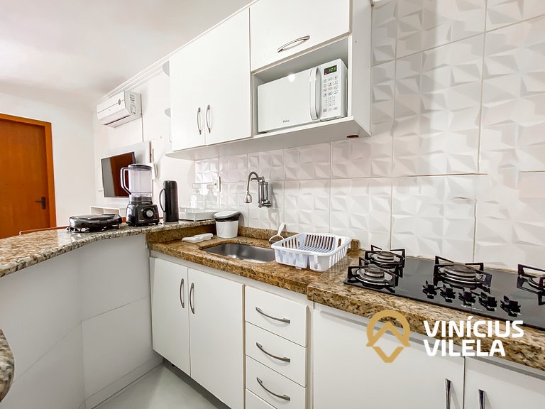 Flat 1 suíte, sala climatizada praia de Taperapuã