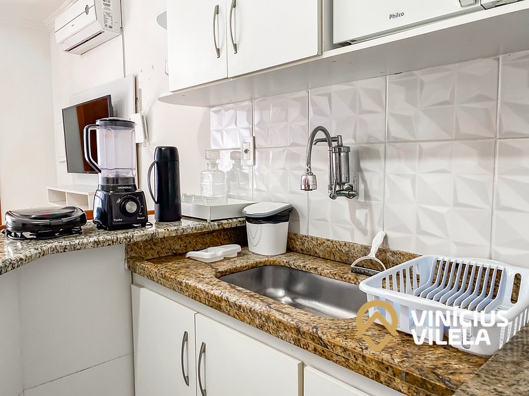 Flat 1 suíte, sala climatizada praia de Taperapuã