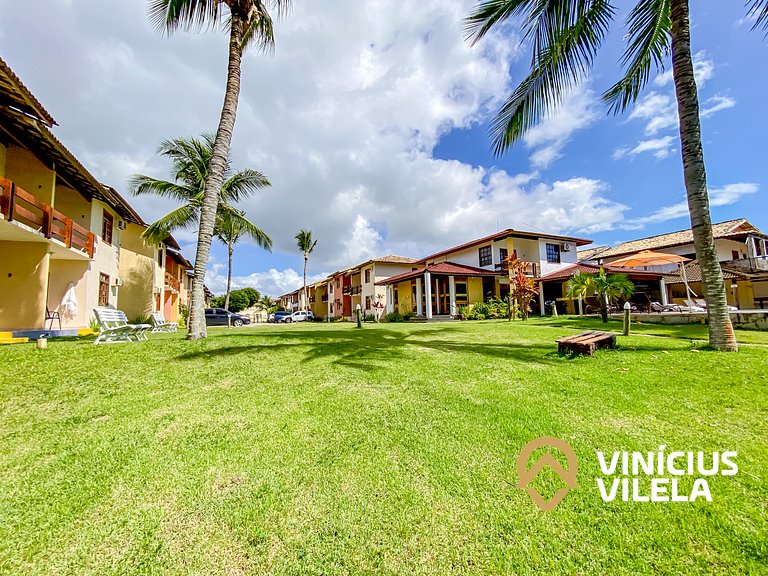 Apto 1 quarto, frente a praia de Taperpuã, condomínio com Pi