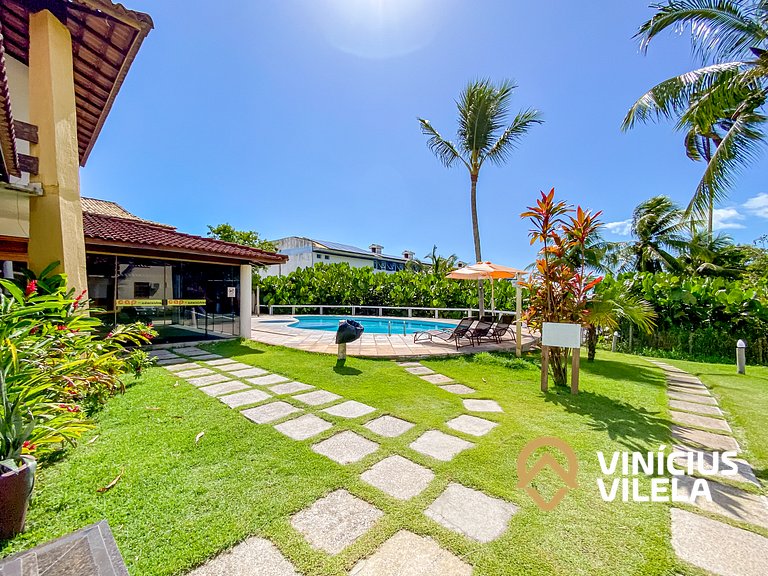 Apartamento frente mar em Taperapuã com piscina