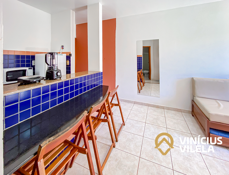 Flat 1 com quarto pavimento superior no condomínio Boulevard