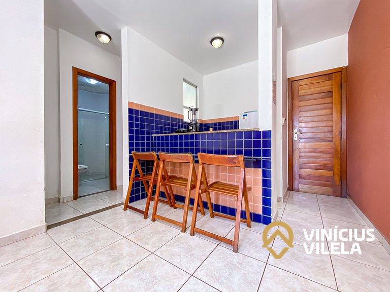 Flat 1 com quarto pavimento superior no condomínio Boulevard