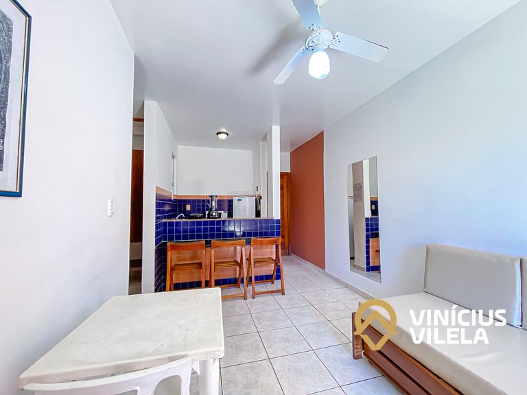 Flat 1 com quarto pavimento superior no condomínio Boulevard