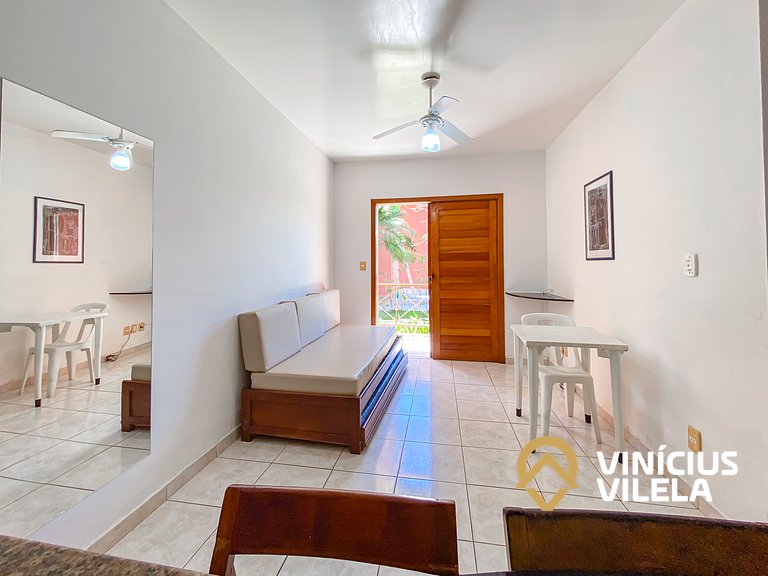 Flat 1 com quarto pavimento superior no condomínio Boulevard