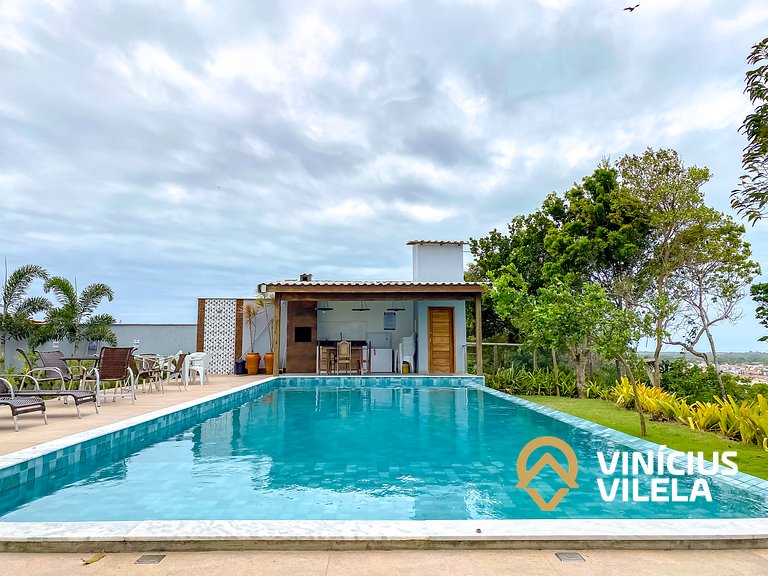 Casa 3Q, condominio c/piscina, gourmet e vista mar