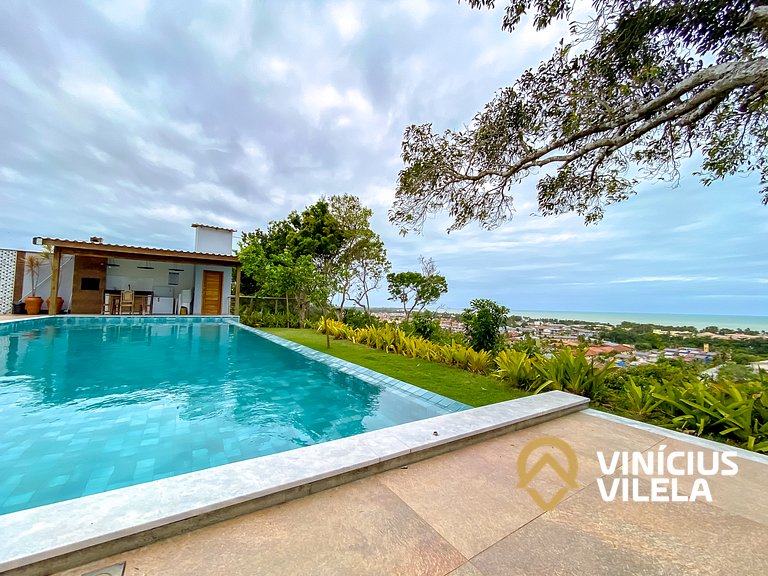 Casa 3Q, condominio c/piscina, gourmet e vista mar