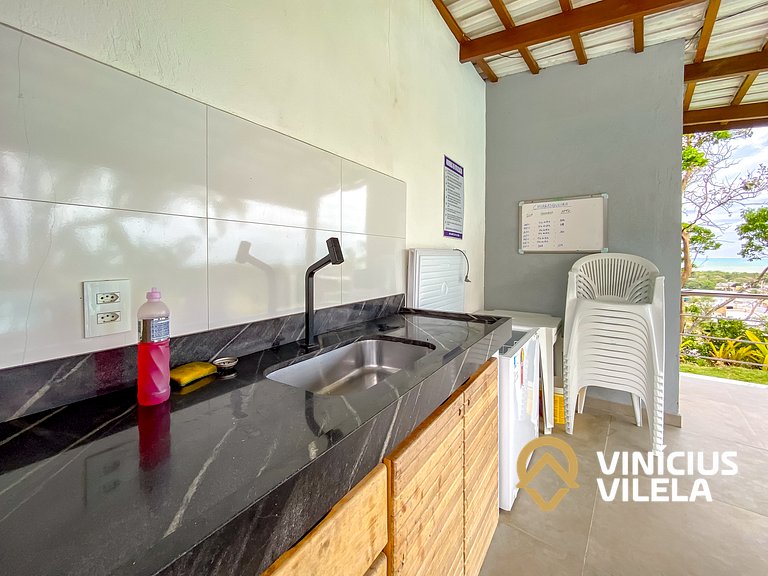 Casa 3Q, condominio c/piscina, gourmet e vista mar