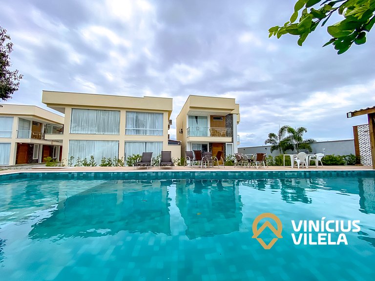 Casa 3Q, condominio c/piscina, gourmet e vista mar