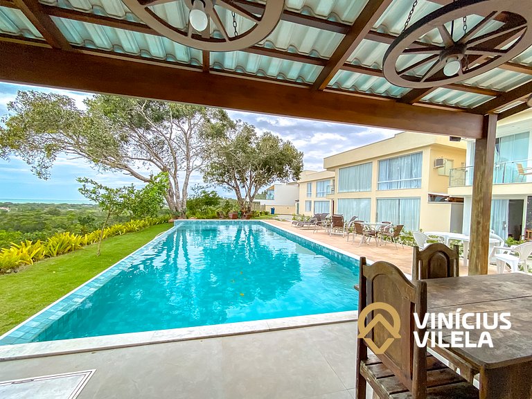 Casa 3Q, condominio c/piscina, gourmet e vista mar