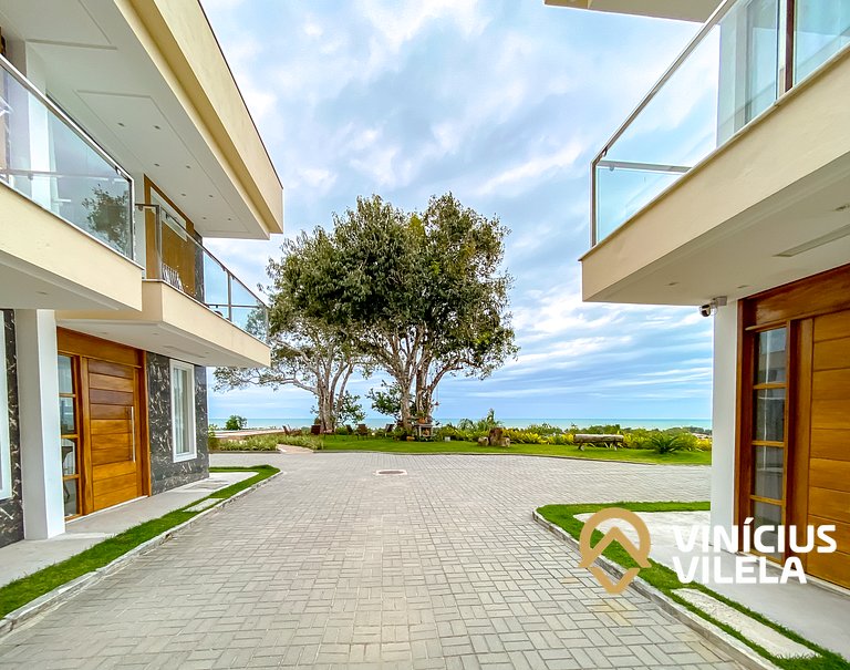 Casa 3Q, condominio c/piscina, gourmet e vista mar