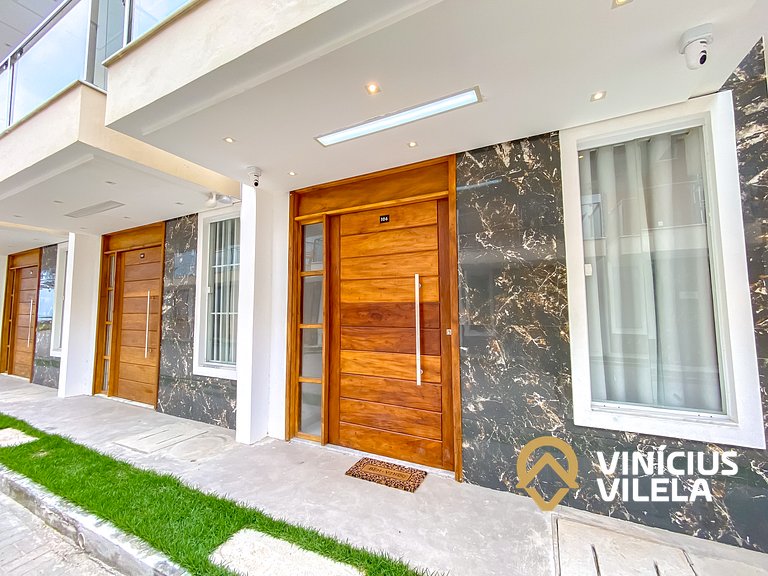 Casa 3Q, condominio c/piscina, gourmet e vista mar