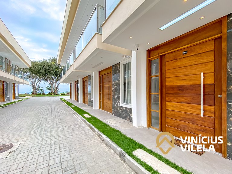 Casa 3Q, condominio c/piscina, gourmet e vista mar