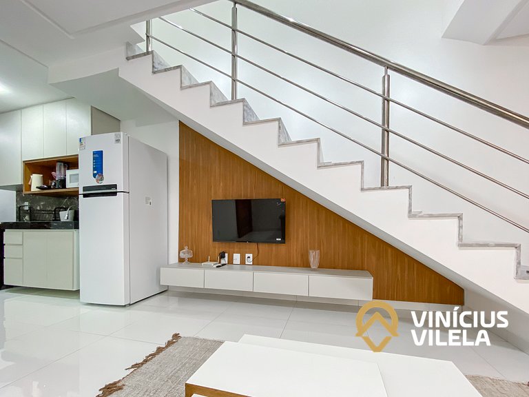 Casa 3Q, condominio c/piscina, gourmet e vista mar