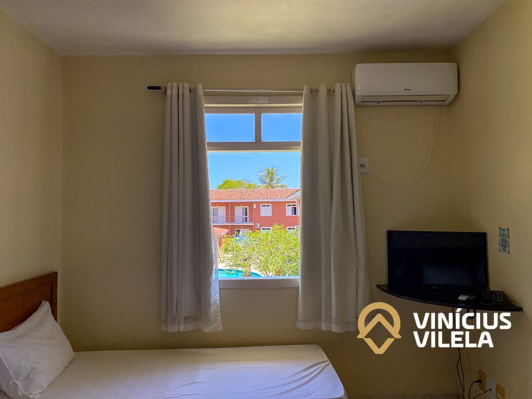 Flat 1 com quarto frente praia de Taperapuã