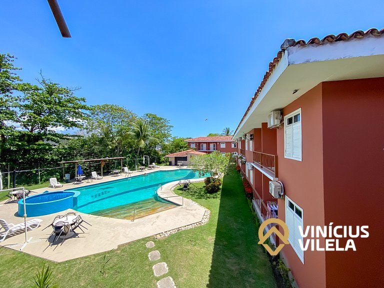 Flat 1 com quarto frente praia de Taperapuã