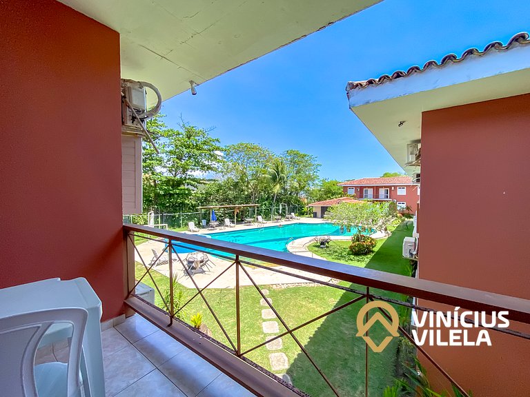 Flat 1 com quarto frente praia de Taperapuã