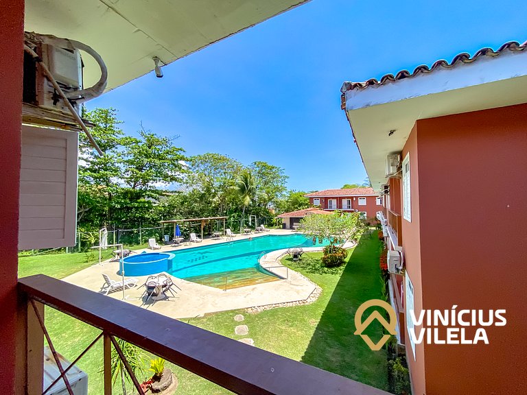 Flat 1 com quarto frente praia de Taperapuã