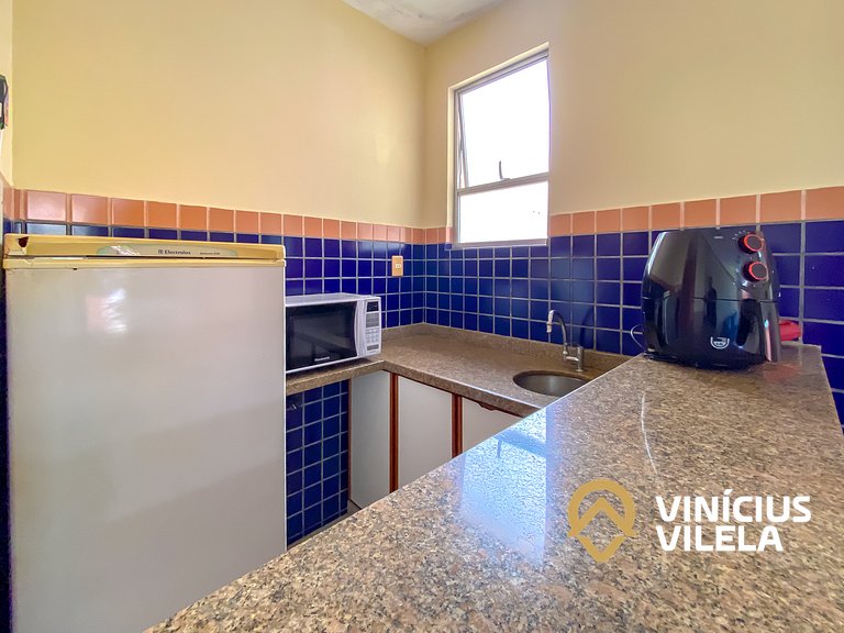 Flat 1 com quarto frente praia de Taperapuã