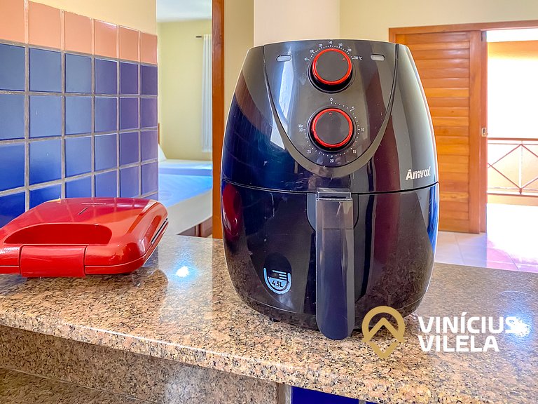 Flat 1 com quarto frente praia de Taperapuã