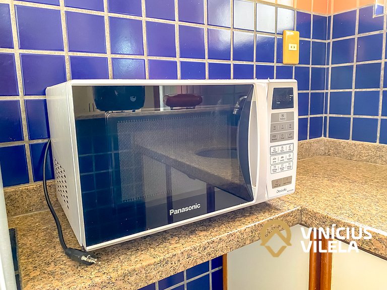 Flat 1 com quarto frente praia de Taperapuã