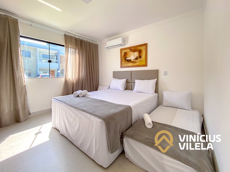 Apê Térreo 2Q prox. a praia de Taperapuã (Axé Moi)